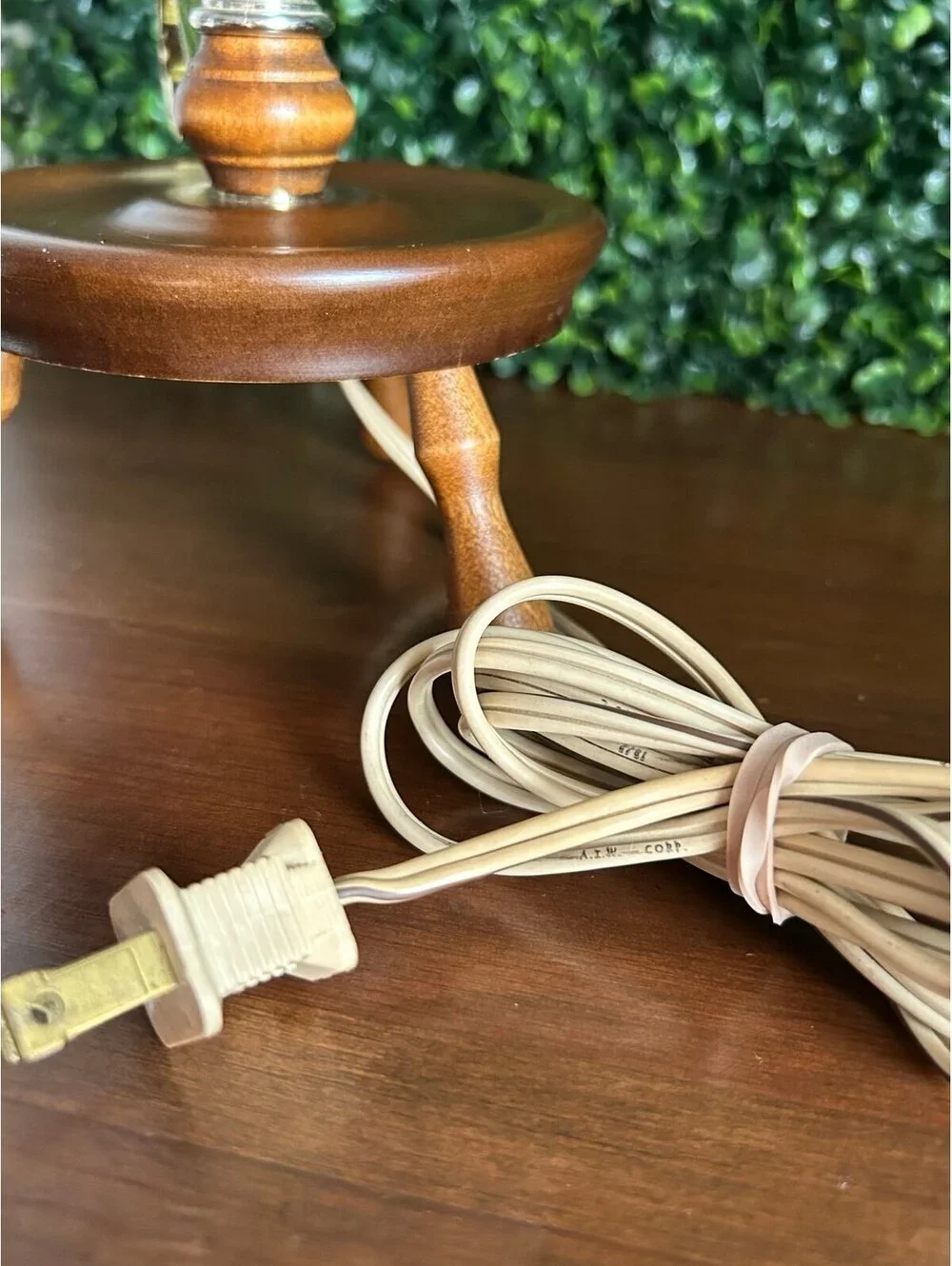 Vintage Wood Tripod Table Lamp Mid Century Danish